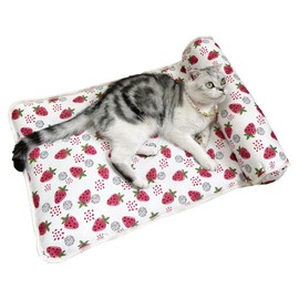 Yuriya Soft Cooling Mat with Pillow, Pet Bed, Lightweight, Anti-Slip, Washable, for Cats, for Small and Medium Dogs, Heat Protection, Chin Cushion, Summer, Banana