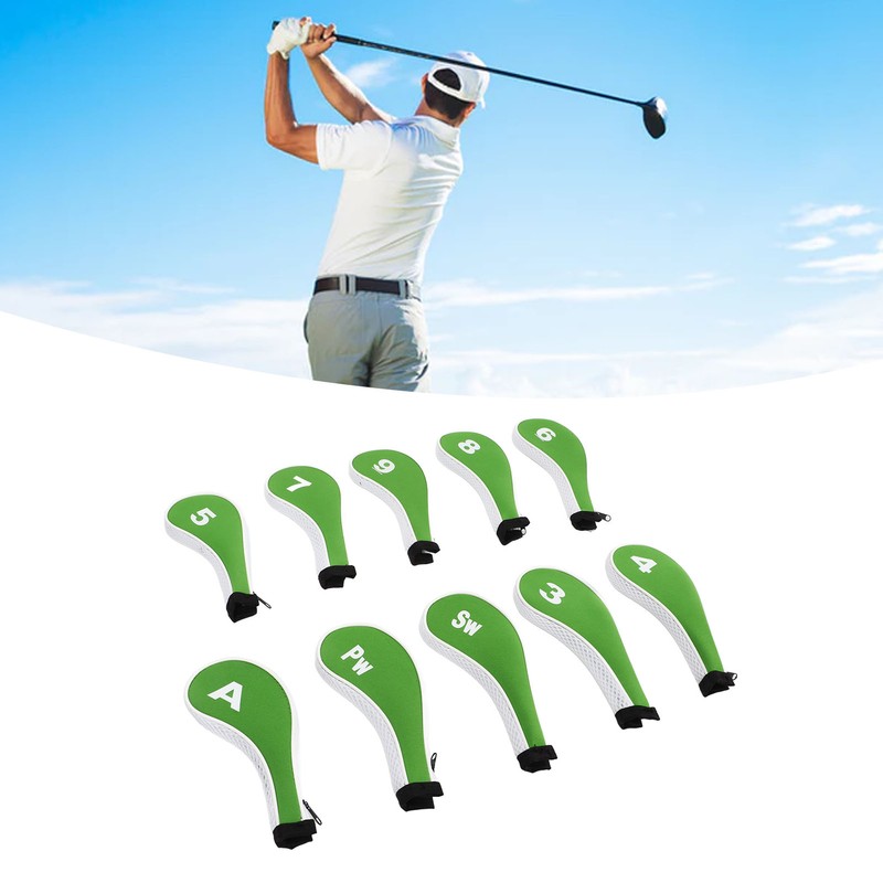 10 Pcs Golf Iron Head Cover Set with Zipper Golf