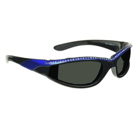 Bikershades Rhinestone Blue Motorcycle Gasses Night Grey Lens Foam Padded for Women.