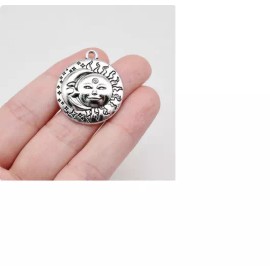 Fashion Jewelry SUN MOON CELESTIAL FACE PAGAN Pendant On 18" 925 Sterling Silver Necklace