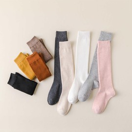 KYULM7 High Socks, 2 Pair Set, Solid Color, Cotton, High School Students, College Students, Work, Spring, Summer, Autumn, Winter, Stylish, Breathable, Soft, Anti-Slip, Durable, Black