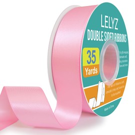 Double Faced Satin Ribbon Pink,1" x 35 Yards Polyester Solid Fabric Ribbons Roll for Crafts,Gift Wrapping,Birthday Party Wedding Decorations,Hair Bows,Sewing,Invitation Cards, Flower, Christmas