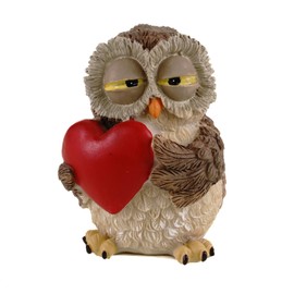 Funny Gufi - Owl in Love Holding Heart