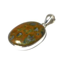 Rainforest Jasper Sterling Silver Pendant (RJP1602161), Sterling Silver, Jasper