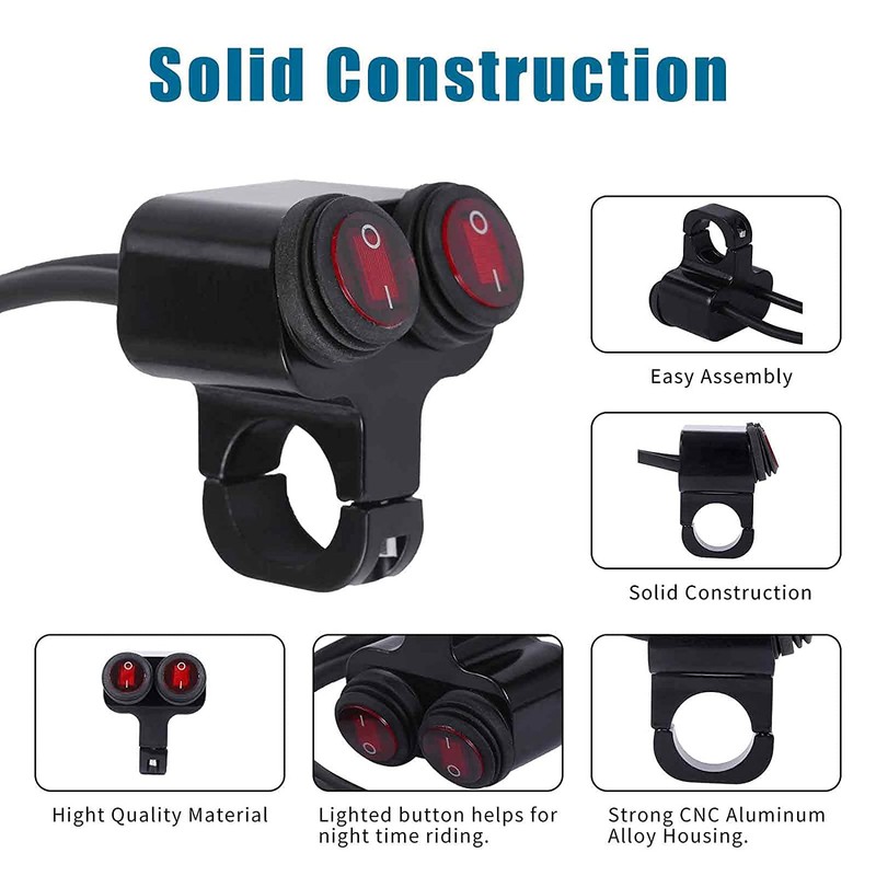 Greluma 12 V Waterproof Motorcycle ATV Bicycle 22 mm 7/8