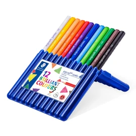 STAEDTLER dicke Buntstifte ergo soft jumbo, erhöhte Bruchfestigkeit, dreikant, ABS-System, rutschfeste Soft-Oberfläche, 12 Buntstifte in der aufstellbaren STAEDTLER-Box, 158 SB12
