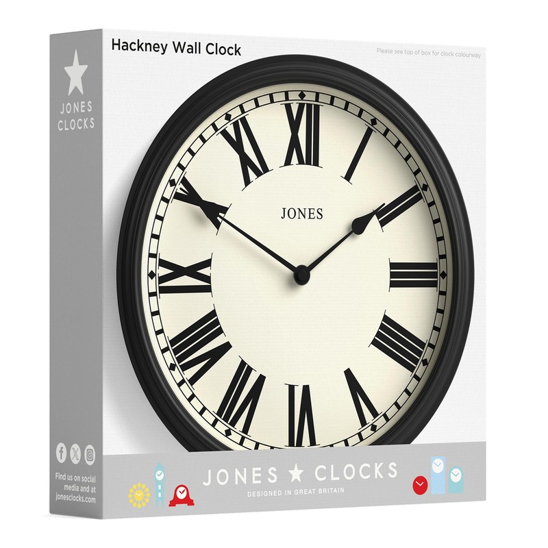 JONES CLOCKS® 'Hackney' Wall Clock – Classic Round Clock in