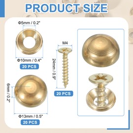 YELARXI Brass Decorative Screws with Caps, Mirror Screw Self Tapping Screws Decorative Cover - Fitting for(Furniture Fixing- Wall Hangings - Wood Handcrafted) 13mm & 20 Pack & Yellow