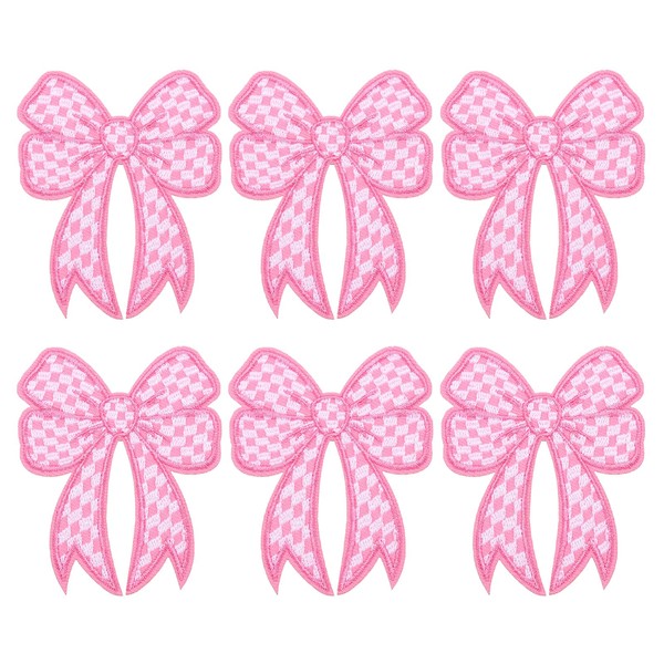 PATIKIL Iron on Patches, 6 Pack Checkered Bow Knot Patches