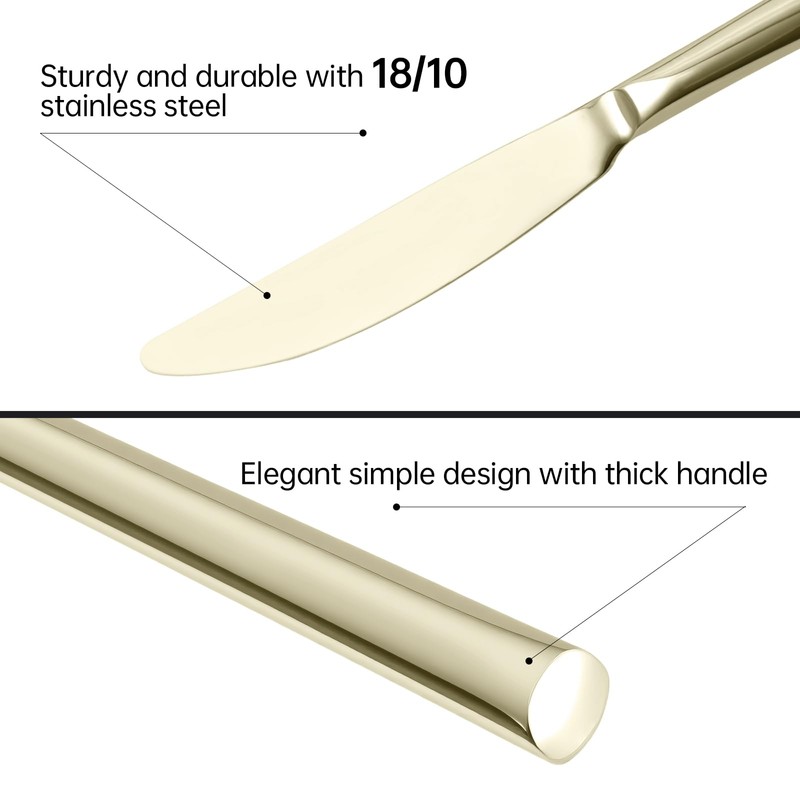 Kelenfer Champagne Gold Silverware Set 18/10 Stainless Steel Flatware Set,