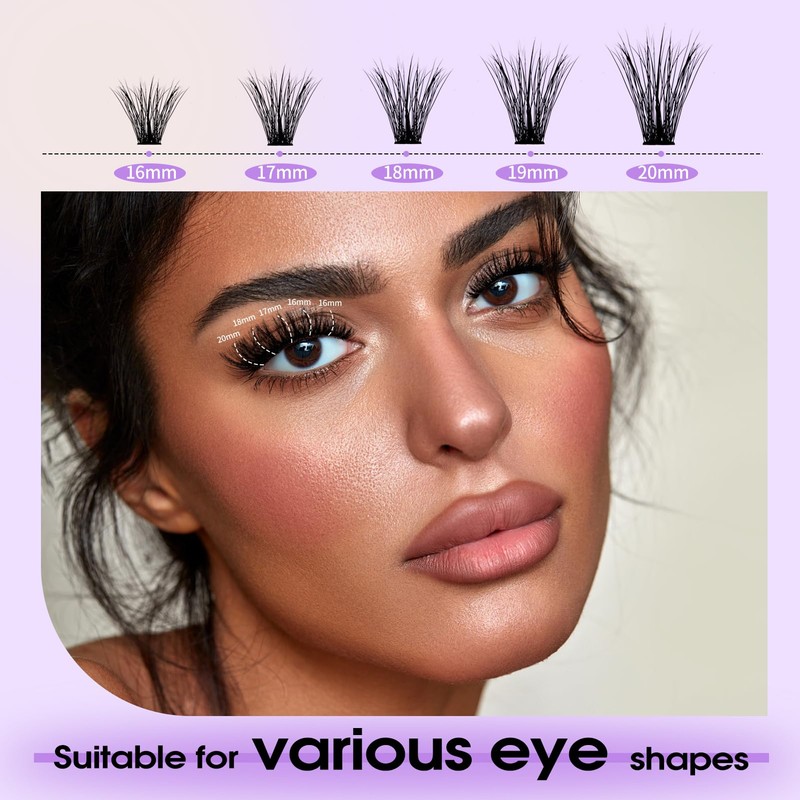 Cluster Lashes Kit Mixed 12-16mm 3D+40D D-Curl Wispy Individual Eyelashes