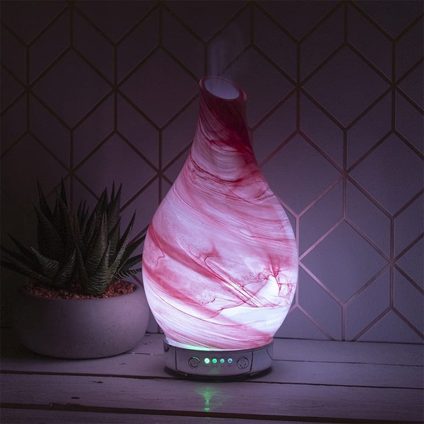 The Leonardo Collection humidifier Lamp oil Diffuser Colour changing LED Light Pink Marble