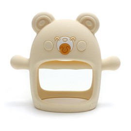 BPA-Free Silicone Teething Mitten teethers for babies 6-12 months - Cute Cartoon baby teething toys - Teething Relief and chew toys for kids (Yellow)