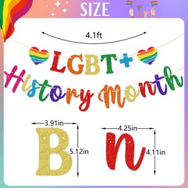 History Month Banner, Rainbow Glitter History Month Decorations, Pre-strung History Month Decor, History Month Party Supplies