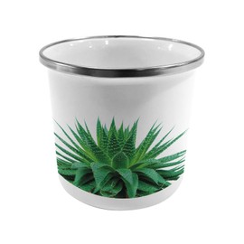 Ambesonne Plant Steel Camping Mug, Medicinal Aloe Vera with Vibrant Colors Indigenous Species Alternative Natural Remedy, Printed Thermal Cup for Camping and Outdoor Activities, Fern Green