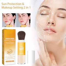 Polvo Fijador Transpirable Ligero, Polvo Translúcido Con Filtro Solar, Polvo Facial Translúcido Portátil Con Cepillo Suave, Polvo Facial Mate Con Control De Aceite Y Protector Solar Suelto (1PC)