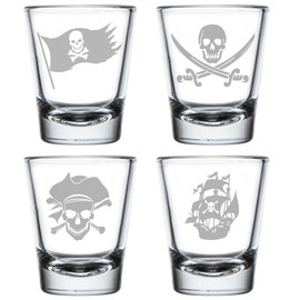 MIP Set of 4 Shot Glasses 1.75oz Shot Glass Gift Pirate Collection