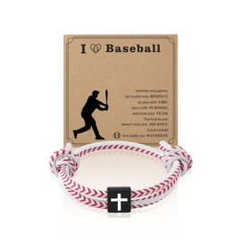 Baseball Rope Bracelet for Men Women Birthday Christmas Gifts for Baseball Player Coach Lover Motivational Encouragement Gifts for Women Men Braided Cross Bracelet Adjustable Rope