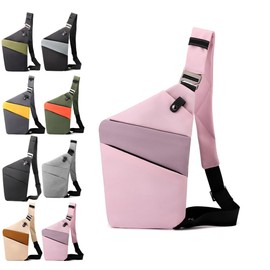 North Carry Slim Sling Bag,Anti-Theft Waterproof Shoulder Backpack Chest Crossbody Bag for Men Women, Right Pink