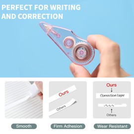 WISOPTUS 16PCS Mini White Errors Out Correction Tape with Dispenser, 13.12ft Each, Easy to use, Dry Instantly, Clean and Tear-Resistant Tape Office or School Supplies (Multi-Color)