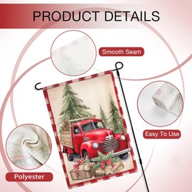 Axxitude Christmas Garden Flag 12x18 Inch Christmas Red Truck Decorative Small Vertical Double Sided Holiday Farmhouse Seasonal Decor for Yard