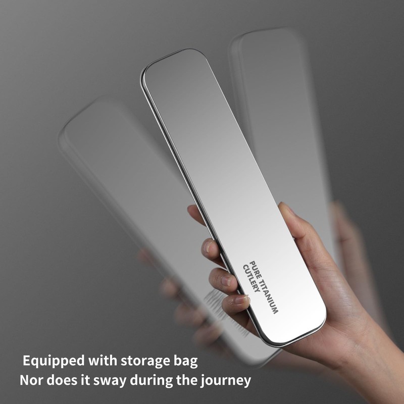 Titanium cutlery set, travel cutlery with box, including titanium fork,