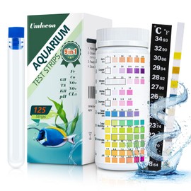 9 in 1 Pool Test Strips for Freshwater and Saltwater - 125 Aquarium Test Strips with Test Tube & Thermometer - Fast & Accurate Water Testing Strips for Aquarium/Pond/Pool