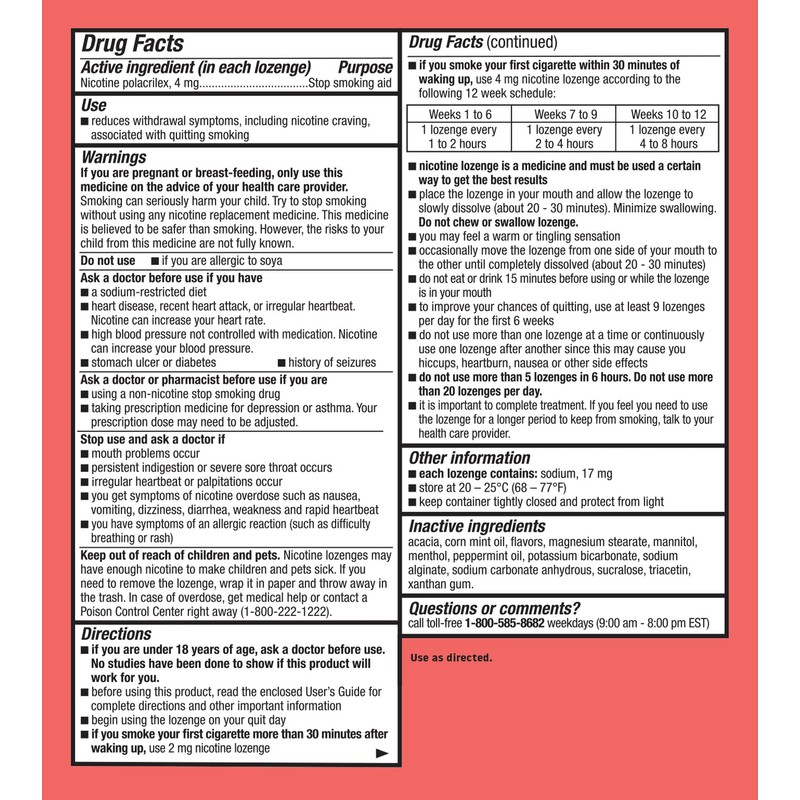 Habitrol Nicotine Lozenges - 4 mg, Mint Flavor, 72 Count