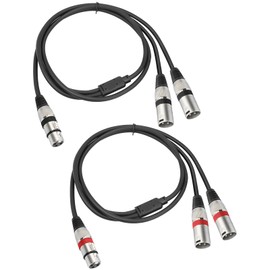 HUALEU 2 Pack 5 FT XLR Female to Dual XLR Male Y Splitter Cable, Female XLR to 2 Male XLR Y Cable,XLR Splitter 1 Female to 2 Male for Micphone Mixer
