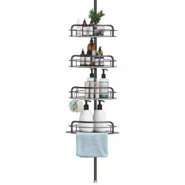 NewHome 4 Tier Steel Tension Pole Shower Caddy Organizer w/ 4 Baskets Bath Storage Rack