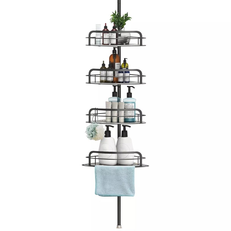 NewHome 4 Tier Steel Tension Pole Shower Caddy Organizer w/
