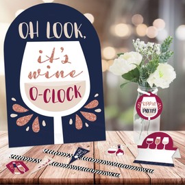 Big Dot of Happiness But First, Wine - DIY Wine Tasting Party Wine Tasting Signs - Drink Bar Decorations Kit - 50 Pieces