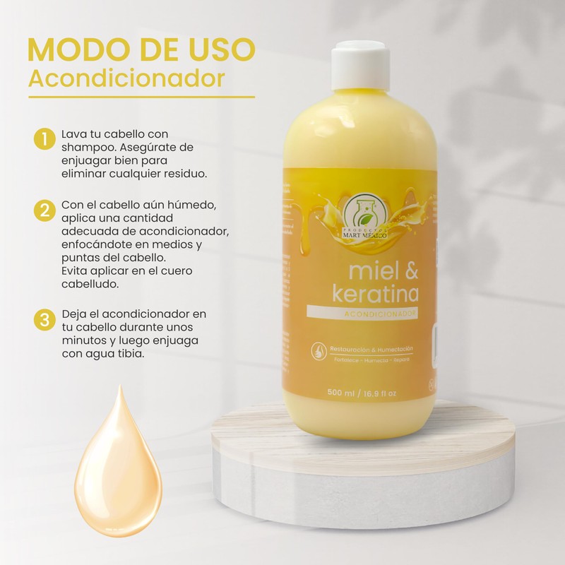 Acondicionador Miel & Keratina Humectante Productos Mart Mexico 500 Ml
