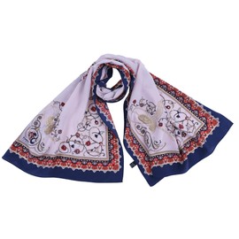 Bursa Ipek - Bufanda de seda 100 % a mano para mujer, diseño de palacio, transpirable, 21 x 58 pulgadas, Otomana Dark Blue-red, Largo