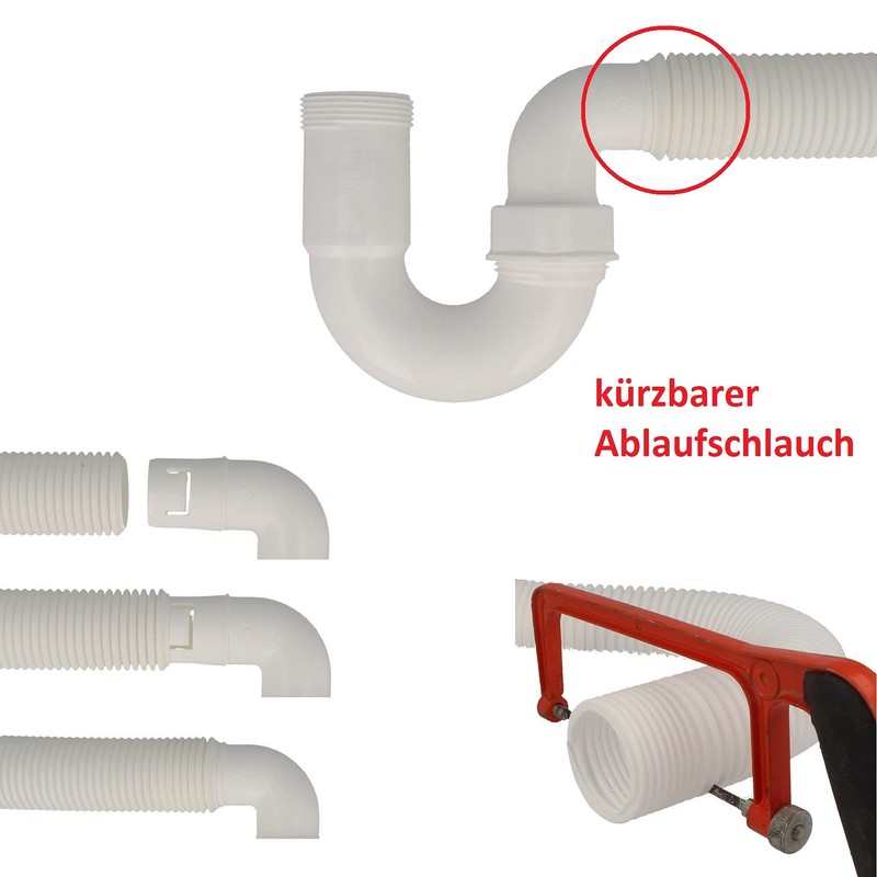 tecuro 1 1/2 Inch Sink Siphon Flexible Shortenable Drain Hose