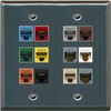 RiteAV Cat6 Colors Wall Plate 12 Port - Flat 2 Gang [Stainless Steel]