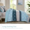 DJY Quilt Set King Size Light Blue Boho Striped Floral
