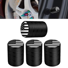 x xotic tech 4pcs American Flag Tire Valve Stem Cover Caps Anodized Aluminum Alloy, Corrosion Resistant Leak-Proof Wheel Valve Cap Set, Universal for Cars Trucks Motorcycles SUVs(Black)