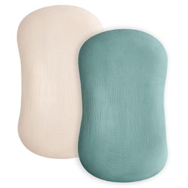 Baby Lounger Cover, Muslin Baby Nest Cover 2 Pack, 100% Cotton Newborn Lounger Cover, Infant Lounger Cover, Breathable Adjustable Slipcover for Boys Girls, Covers Only