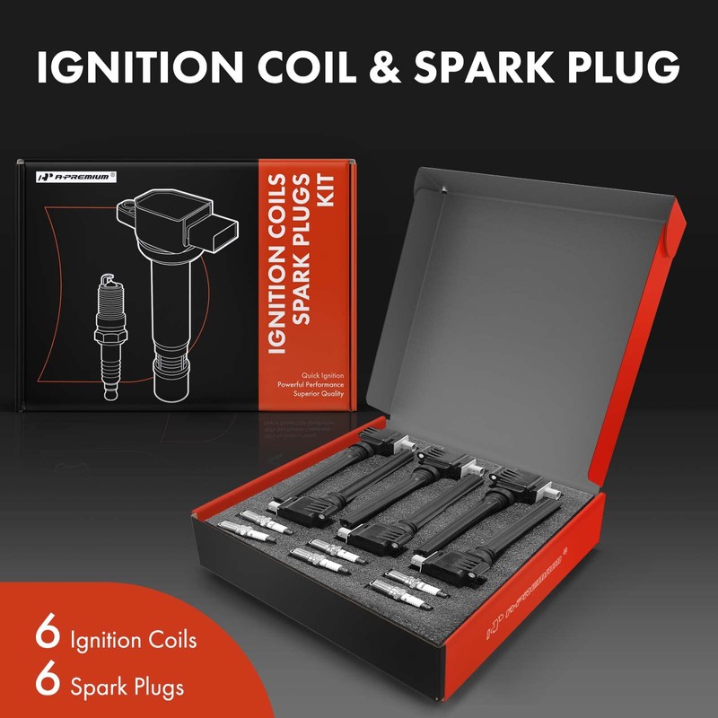 A-Premium Set of 6 Ignition Coil Pack and Iridium Spark