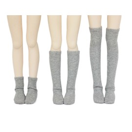 [Petite Marie] 1/3 MDD MSD Compatible Plain Socks, Bare Telecom 3-piece Set, High Socks, Over the Knee High Socks, Left and Right Designated Socks, Light Gray, Socks, Casual, 15.7 inches (40 cm), Doll