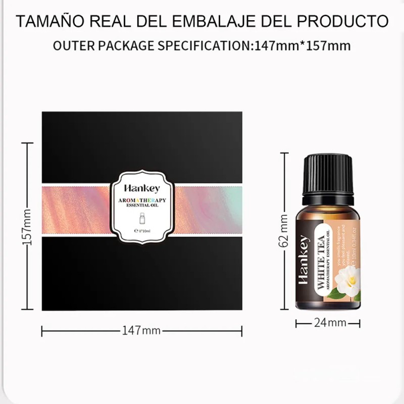 iHOGCO Kit De 8 Aceites Esenciales Aromaterapia 100% Puro 10ml