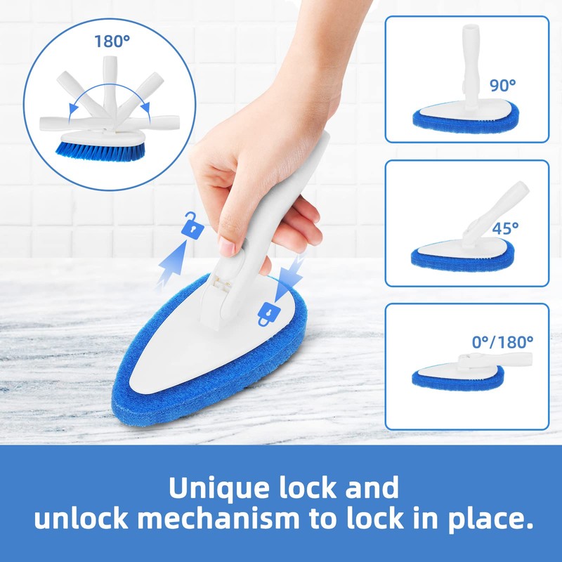 Qaestfy Shower Scrubber Cleaning Brush Combo Bath Tub Tile Cleaner