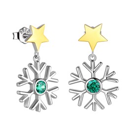 Christmas Decoration Set Christmas Tree Design Necklace Earrings Set Made of 925 Sterling Silver Real Silver with Star Snowflake Santa Claus Snowman Christmas Tree Decoration Accessories for Women