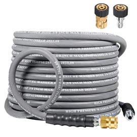 Coyardor 3/8" Pressure Washer Hose 35 FT 4500 PSI, Steel Braided Layer & NonMarking Rubber for Hot/Cold Water High Power Washer Replacement With 3/8 Inch Quick Connect & M22 Fitting, Industrial-grade