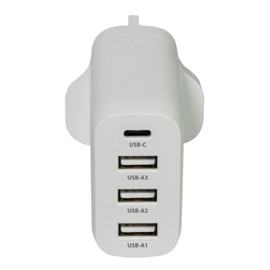Mercury | 35W 4-Port USB Charger with Fast Charging – 3 USB-A & 1 USB-C, Compact Multi-Device Charging Station with PPS Technology for Home, Office & Travel