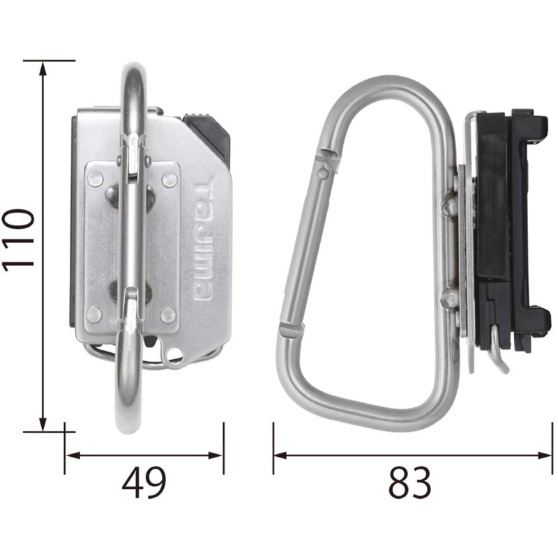 Tajima SFKHS-CL Detachable Tool Holder, Stainless Steel, Carabiner, Large
