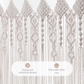 Foreate Boho Curtains Valance Macrame Window Treatments 31 x39 inches for Kitchen Window Bathroom Doorways Bedroom, Bohemian Wall Hanging Home Decor Macrame Wedding Backdrop, 1 Panel