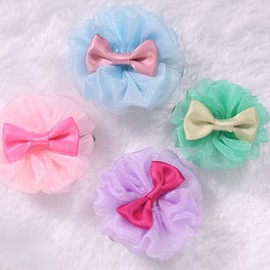 RayMinsino 4Pcs Pet Hairpin Yorkshire Teddy pet Dog Cute Organza Bubble Long-haired Dog Hairpin Bow Hair Accessories
