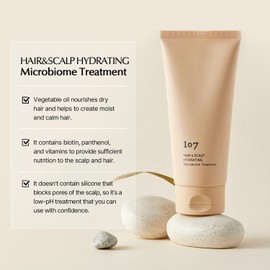 107 107 HAIR & SCALP HYDRATING Microbiome Treatment, Both Hair & Scalp Hydrating Scalp Treatment, Ginseng, Caffeine, and Biotin, Helps Soothe Scalp Discomfort, (6.08 fl oz)